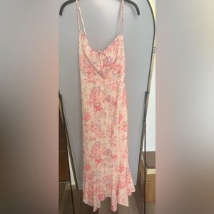 New Floral Pink Slip Dress with Spaghetti Straps